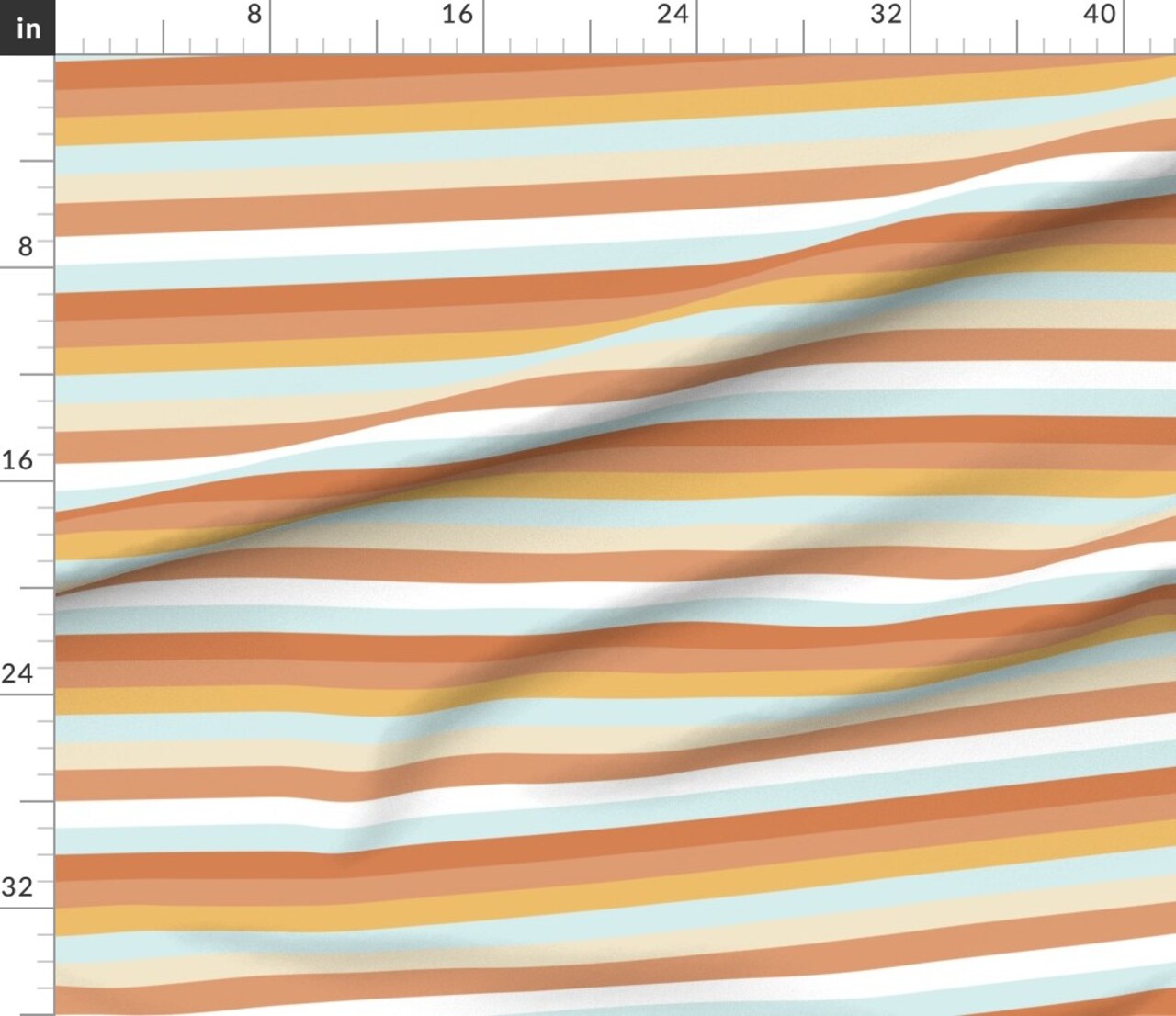 Orange Stripes Coastal Chic Beach House Retro Surfer West Cost Surf Ocean Horizontal Stripes. Custom Printed Fabric by Spoonflower Various Fabrics by the Yard or Fat Quarter